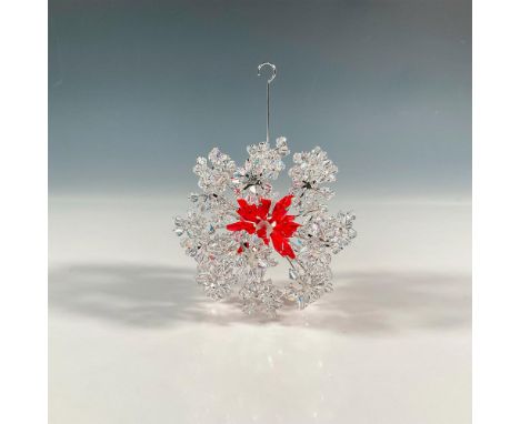 Charming lead crystal ball ornament designed exclusively for Marshall Fields. Dazzling clear and Siam crystal, finish with si