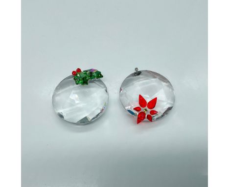 This pair of ornaments includes the lovely Poinsettia 905214 made from clear crystal with light siam and light topaz for the 