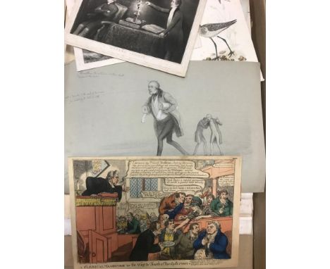 A broad collection of prints, mainly 19th century, with many portrait or figural subjects, in various states, also a few wate