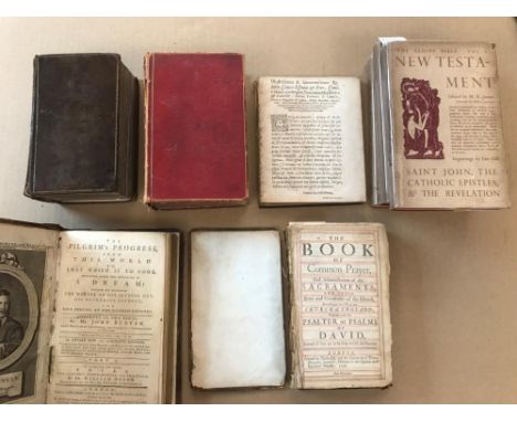 Literature, religious, 18th century and later. Various 8vo vols., most in poor condition including two Bibles, prayer books, 