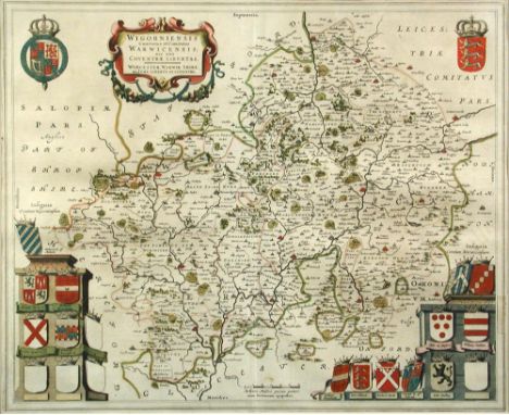 Johannes Blaeu, Wigorniensis Comitatus et Comitatus Warwicensis, nec non Coventræ Libertas, Worcester, Warwik shire, and the 