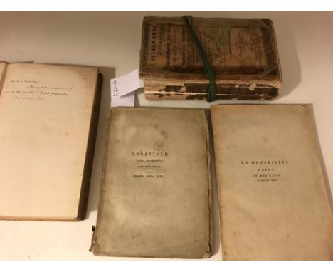 Italy - poetry. MATHIAS (Thomas J.; translator) Carattaco, by W. Mason. Naples 1823, 8vo, inscribed from the author to title,