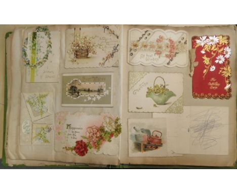 Three early 1900s albums containing a large quantity of mixed topographical, portrait and natural history post cards and a qu