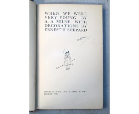 MILNE (A A) When We Were Very Young, first edition 1924, 8vo, illustrated by E.H.Shepard, SIGNED BY THE AUTHOR TO TITLE, orig