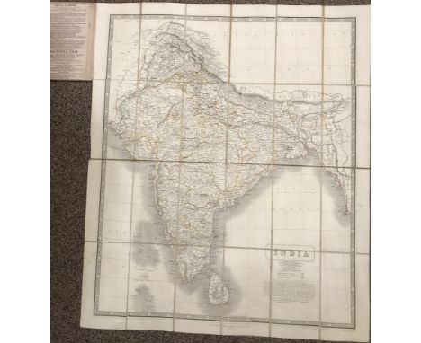 JOHNSTON (W & A K) Johnston's Travelling Map of India, 1857, dissected folding linen backed map, c. 66 x 57cm, original red c