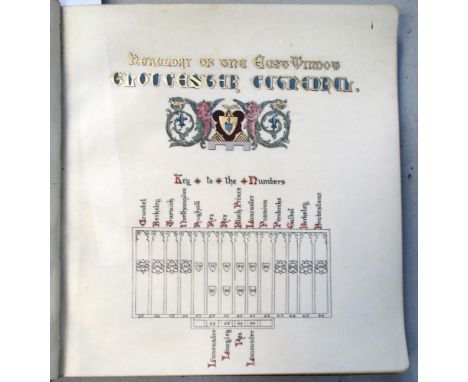 Illuminated manuscript on vellum c.1915. Heraldry of the East Window Gloucester Cathedral, by Miss Lilian Parkinson of Chelte