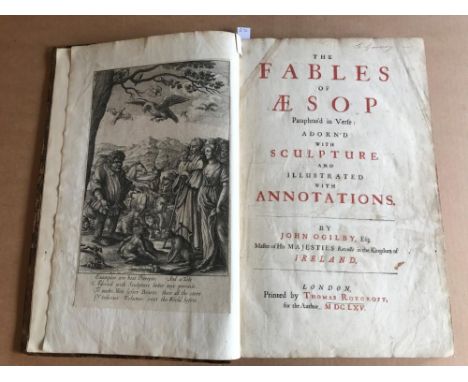 OGILBY (John)The Fables of Aesop Paraphras'd in Verse, first edition, London: Thomas Roycroft 1665, folio, title in red and b