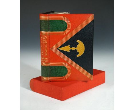 Fine binding. WAUGH (Evelyn) Officers and Gentlemen, first edition 1955, 8vo, in full red, blue and green morocco gilt by San