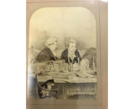 Francis Bedford (1816-1894), 'The Ladies of Llangollen in Library', no. 626, mounted photograph (20 x 15cm) after a print, th