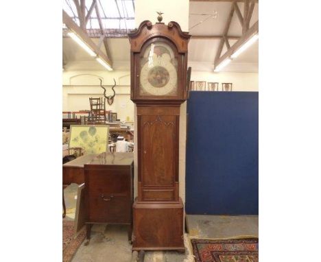 A fine quality 19th Century eight day long case clock, the shell paterae, satinwood and boxwood inlaid case, enclosing an arc