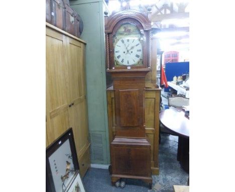 A 19th Century eight day long case clock with arched painted dial.