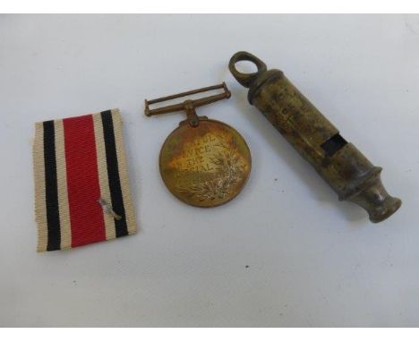 An International Police whistle and a medal 'For Faithful Service in the Special Constabulary' awarded to Harold. R. Hayday.