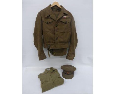 Yesterday's World Museum War Room - a WWII Major's Battledress Blouse, size 16 by W&A Hunters Ltd., dated Feb 1943, with meda