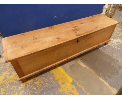 A Victorian pine elongated lidded pine trunk.