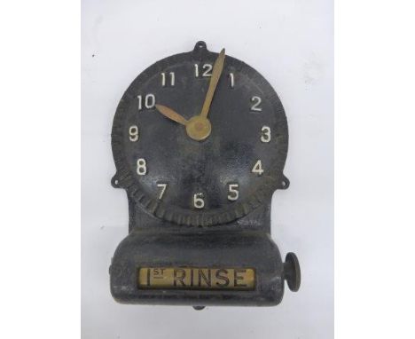 Yesterday's World Museum Scullery - a rare cast iron wall clock with adjustable washing instructions - 1st Rinse, 1st Suds, 2