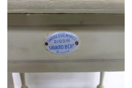 Yesterday S World Museum Nursery A Sarreguemines Lavabo Bebe Miniature Painted Wooden Washsta