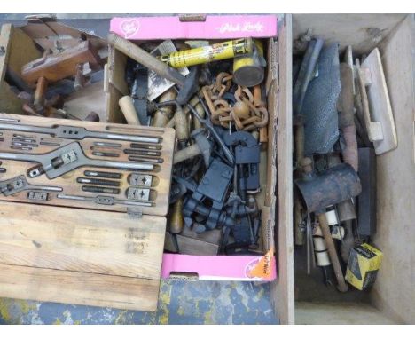 Yesterday's World Museum Ironmongers - a collection of assorted 19th Century and later tools including a tap and die set. 