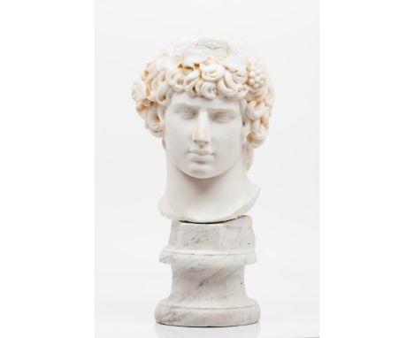 A bust of BacchusWhite marble sculptureHeight: 55 cm