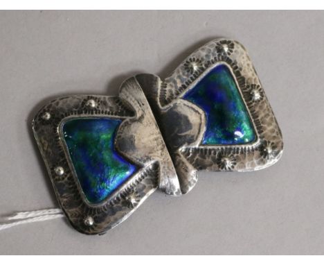 A George V Art Nouveau Liberty & Co silver and enamel buckle, Birmingham, 1910, 75mm.