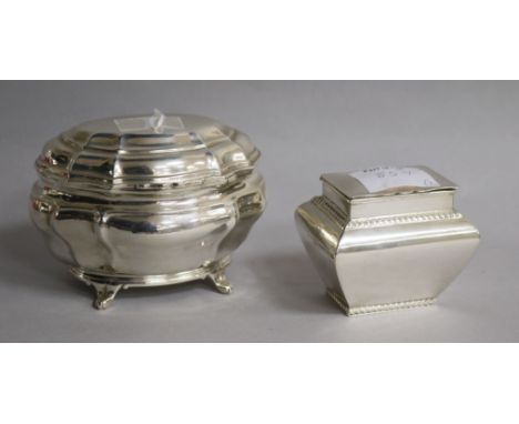 A late Victorian silver tea caddy by Charles Stuart Harris, London, 1896 and a smaller silver tea caddy, London, 1899, 11 oz.