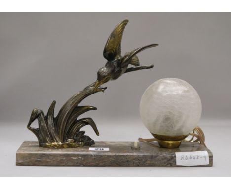 A Kingfisher Art Deco lamp width 30cm height 24cm