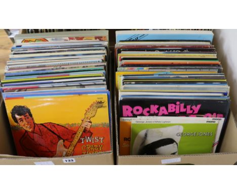 130 collectable Rockabilly vinyl including Gene Vincent, Roy Orbison, Jerry Lee Lewis and Buddy Holly (2 boxes)
