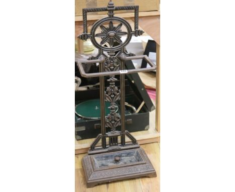 A metal stick stand