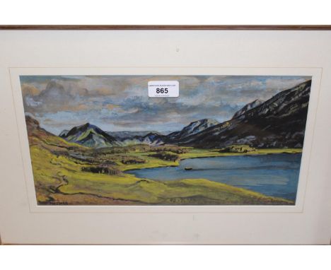 Harald Melvill, watercolour, view at Buttermere Valley, Cumberland, signed, 7ins x 14ins, gilt framed together with a waterco