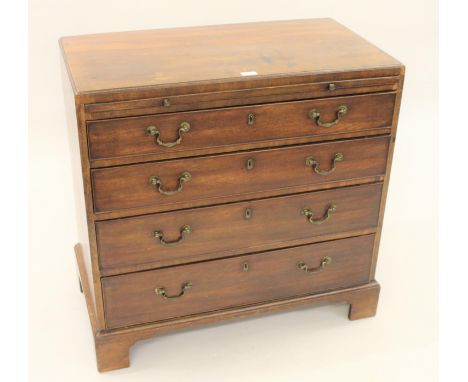 19th Century mahogany caddy top chest of drawers having brushing slide above four graduated cock beaded drawers with original