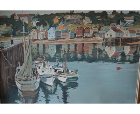 Robert Pilot, framed coloured print mounted to hardboard with plaque to the frame ' Digby, Nova Scotia, Canadian Pacific ', 2