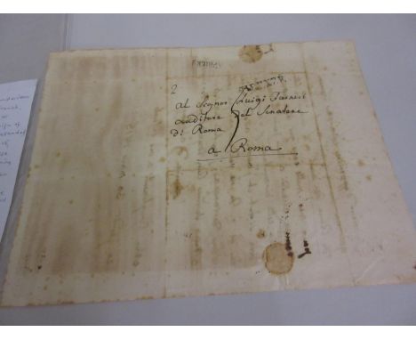 One page letter signed James R. (Francis Edward Stuart - the old pretender) to Lady Dillon, thanking her for her New Year's g
