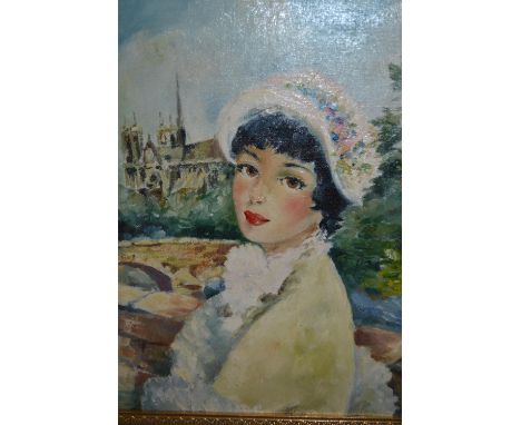 Gustave Cherie, signed oil on canvas, portrait of a Parisian girl, 15.5ins x 12.5ins 