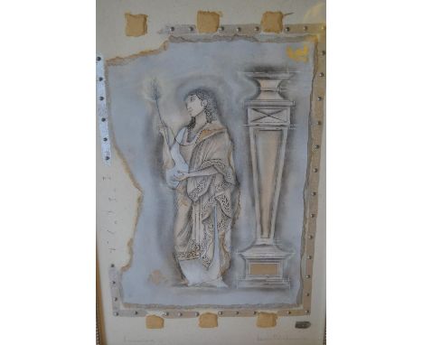 Kevin Blackman, signed mixed media, portrait of a young lady, entitled ' Femmina ', also stamped with artist seal, 20ins x 13