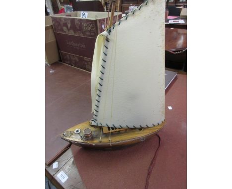 Mid 20th Century wooden table lamp in the form of a sailing boat 