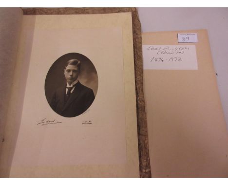 H.R.H. Edward, Prince of Wales (Edward VIII), a half length portrait photograph by P. Nadar, oval with photographer's pencil 