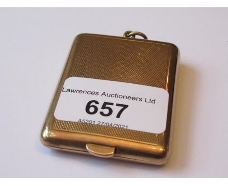 Rectangular 9ct gold matchbook holder with engine turned decoration, 39g 