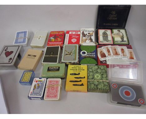 Small collection of various playing cards including Third Reich, braille etc. 