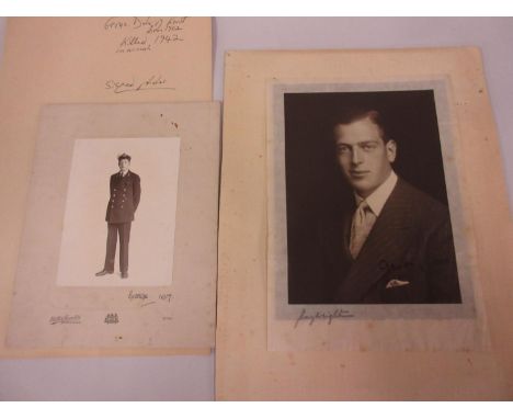 H.R.H. George, Duke of Kent, half length portrait photograph by Hay Wrightson, signed George, 1923, mounted on tissue then ca