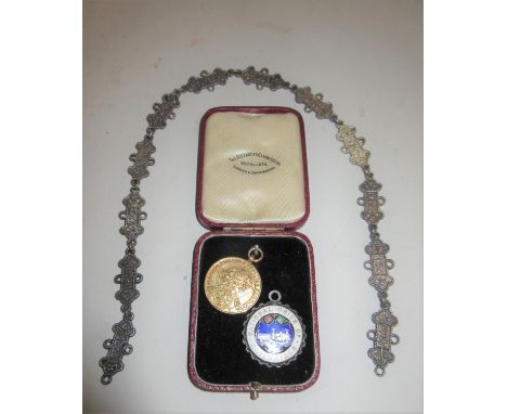 London Midland and Scottish Railway Ambulance Centre, 9ct gold medallion awarded to A. Wass, 1937 for long service, together 