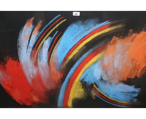 Elisabeth Lalouschek, pastel on paper, ' Darkness Turns into Light II ', 29.5ins x 44ins, gilt framed 