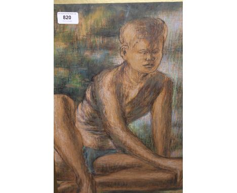 Joseph Smedley, pastel portrait of a seated boy, signed, 19.5ins x 12ins, gilt framed 