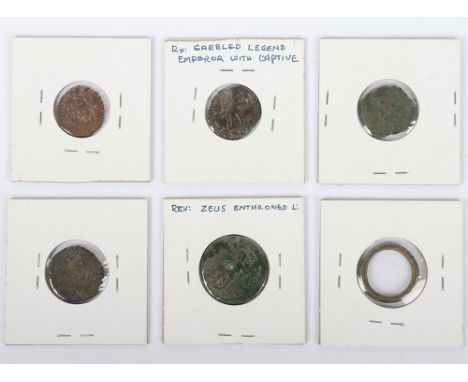 Three Gordian III Colonial Issue coins, Danubian Celtic copies of Roman coins including Constantine II and Gratian with a pie