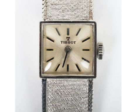 A 9ct white gold Tissot ladies bracelet watch, 21.4g