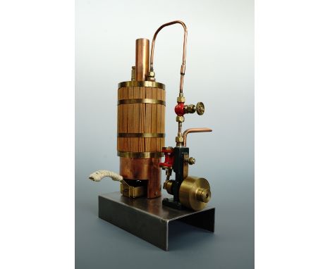A Reeves Popular model double acting oscillating single-cylinder live steam engine and vertical boiler, 22 cm
