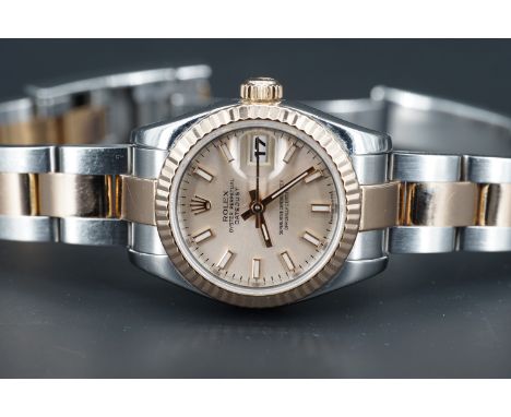 A lady's steel and gold Rolex Oyster Perpetual Datejust wristwatch, having a superlative chronometer movement and champagne d