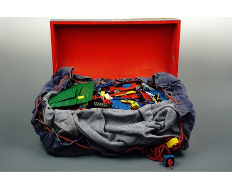 A quantity of Lego in a domed trunk, 50 × 26 × 23 cm