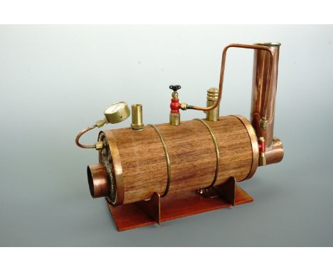 A scale model marine type cross-tube boiler for powering live steam engines, 26 cm