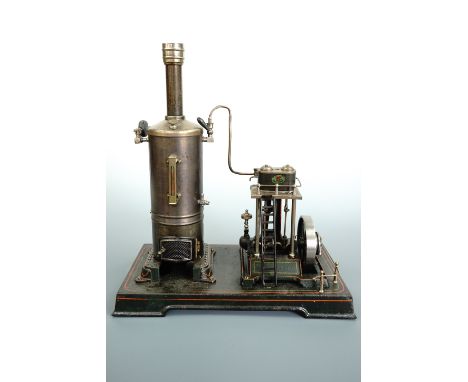 A Doll twin cylinder vertical live steam engine, circa 1910 - 1920