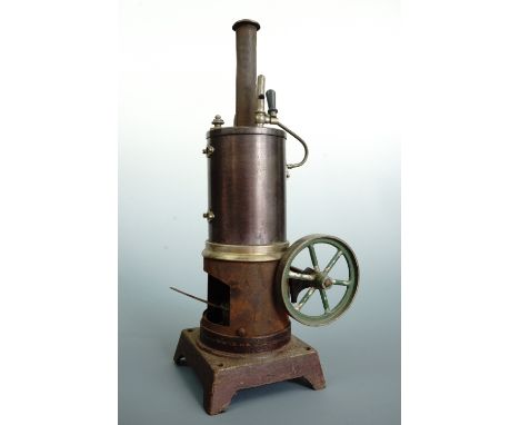A 1920s German vertical live steam engine with reverse function, possibly Marklin, 28 cm