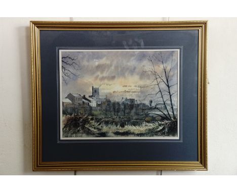 R*** Ritson Nichol (20th Century) 'West Walls. Morning', sunrise over the city of Carlisle, watercolour, signed and dated 199